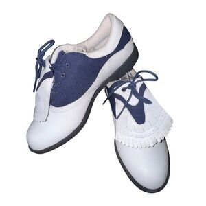 Adidas Summer Park Golf Shoes Spiked White Navy Fringe New Size US 6‎
